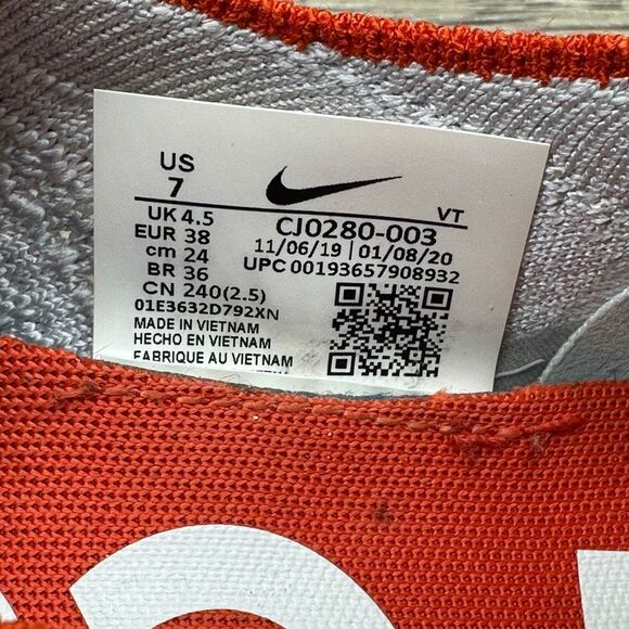 Nike~Women’s~Epic Phantom React Flyknit 2~Vast Grey/Orange(CJ0280-003) Sz 7 - Picture 8 of 8